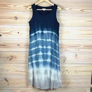 J Jill Pure Dress Womens Medium Cotton Crinkle Tie Dyed Knee Length